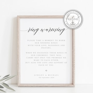 Modello per cartello rustico per matrimonio con anello di fidanzamento, cartello modificabile, segnaletica per matrimonio, cartello stampabile, download immediato, decorazioni per matrimonio boho, BD72