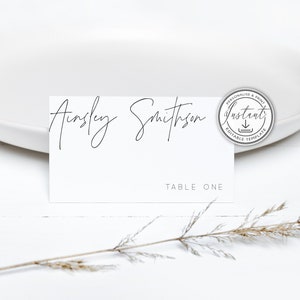 Minimalistische Hochzeit Tischkarten bearbeitbare Vorlage, moderne Hochzeit Namenskarten, sofortiger Download, druckbare Tischkarten, Hochzeitstisch - BD108