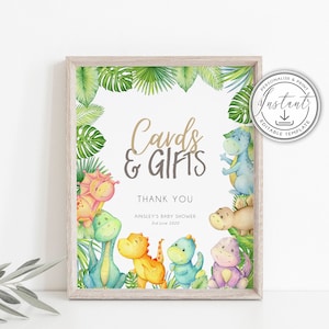 Dinosaur Cards & Gifts Baby Shower Editable Sign template, Dinosaur Baby Shower, Boy Baby Shower, Instant Download, Printable Sign - BD101