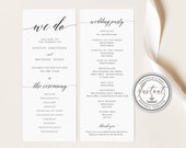 Rustic Wedding Program Editable Template, We Do, Minimalist Wedding program, Printable Order of Service, Ceremony Program, Minimal, BD72