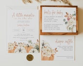 Pumpkin Baby Shower Invitation Bundle, Fall Baby Shower Editable Invitation, Instant Download, Books for Baby, Diaper Raffl, Printable BD114