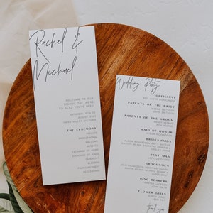 Minimalist Wedding Program Editable Template, Modern Wedding program, Printable Minimalist Order of Service, Ceremony Program - BD108