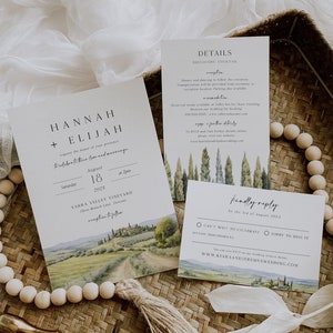Toskana Hochzeitseinladungsvorlage, Italien Hochzeit bearbeitbar einladen, Hochzeitseinladung, italienische Hochzeitseinladung, BD201