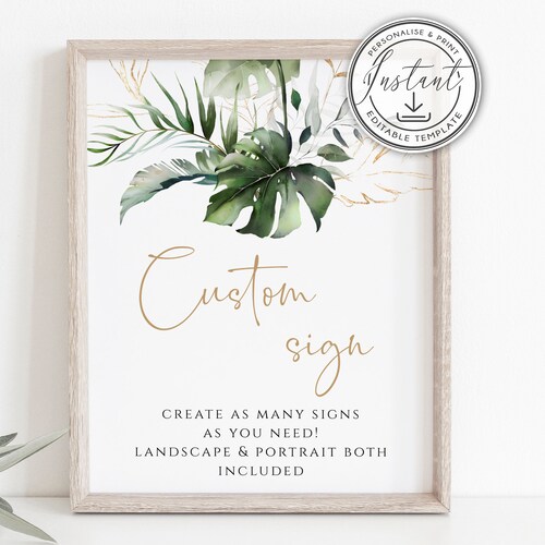 Tropical Wedding Welcome Sign Printable Template Beach - Etsy