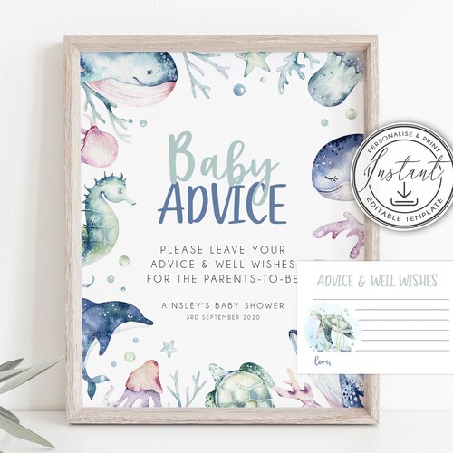 Ocean &amp; Sea Baby Shower Invitation Editable Template Ocean | Etsy