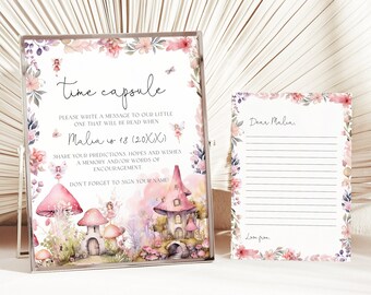 Fairy First Birthday Time Capsule Sign, Enchanted Fairy Time Capsule Decor, Fairy Birthday Party Printable Sign, Girls 1st Birthday, BD189