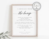 Rustic Message From the Bump Sign Editable Template, Gender Neutral Baby Shower Sign, Instant Download, Printable, Rustic Baby Shower, BD72