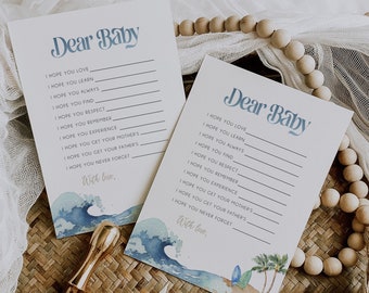 Surf Beach Wishes For Baby Baby Shower Game Template, Editable Game Card, Dear Baby Card, Instant Download, Printable Card, Summer, BD160