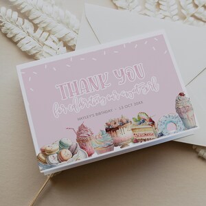 Modèle de carte de remerciement doux, deux cartes de remerciement d'anniversaire doux, un mot de remerciement doux d'anniversaire, merci imprimable, douce fête, BD188