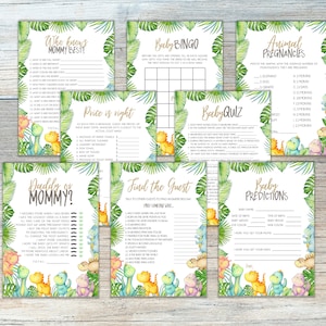 8+ Dinosaur Baby Shower Game Templates, Editable Templates, Boy Baby Shower, Instant Download, Baby Shower Activity Cards, Printable - BD101