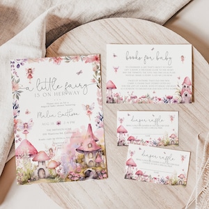 Pacchetto di inviti modificabili per baby shower a tema fata, pacchetto di inviti per baby shower a tema fata magica, fata incantata, invito stampabile, Evite BD189
