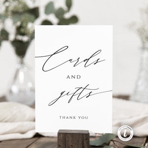 Cards and Gifts Wedding Sign, Editable Template, Instant Download, Rustic Wedding Sign, Printable, Calligraphy Font Wedding Table Decor BD50