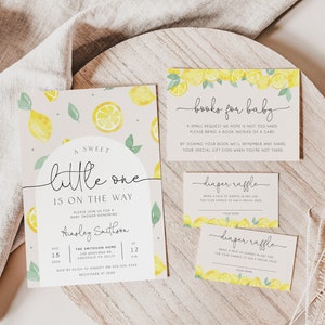 A Sweet Little One is on the Way Invitation Suite, Lemon Baby Shower Invitation Set, Citrus Baby Shower Invite, Printable Invite, BD174