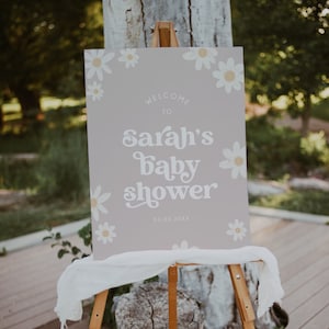 Daisy Welcome Sign Template, Bohemian Daisy Baby Shower Signage, Printable Welcome Sign, Daisy Bridal Shower Welcome Sign, Editable, BD173