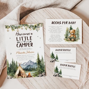 Kleine Camper Baby Shower Einladung Bundle, Camp Themen Baby Shower Invite Suite, Mountain Baby Shower, Adventure Invite, printable, BD196