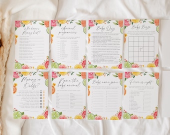 8 Citrus Baby Shower Games Editable Templates, Little Cutie Baby Shower Activities, Citrus Themed Baby Shower Games, Printable Games, BD204