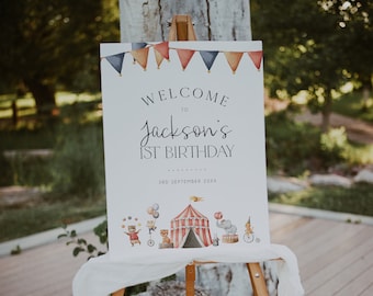 Circus Welcome Sign Template, Circus themed Birthday Decor, Carnival Themed Birthday Party, Printable Welcome Sign, Vintage Circus,  BD176