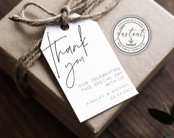 Minimalist Wedding Thank You Tag Template, Modern Wedding Favor Tags, Printable Thank You Tags, Editable Favor Tag, Simple Favor Tags- BD108