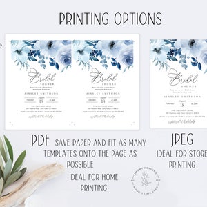 Dusty Blue Bridal Shower Editable Invitation Template, Blue Floral ...