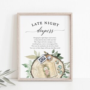 Storybook Late Night Diapers Sign Template, Chapter Book Themed Baby Shower Signage, Book Themed Shower, Gender Neutral Shower Decor, BD155