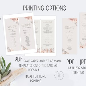 Boho Beige Floral Wedding Program Editable Template, Blush Floral Wedding Program, Boho Ceremony Program, Order of Service, Imprimable, BD145 image 4