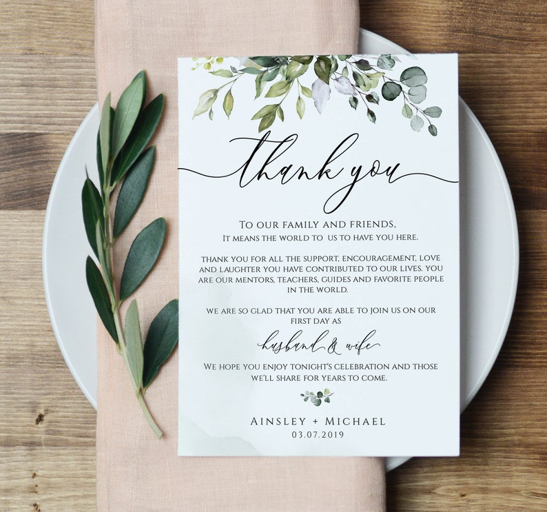 Wedding Thank You Note Template