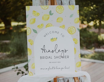 Lemon Welcome Sign Template, Citrus Lemon Bridal Shower Welcome Sign, Printable Welcome Sign, Editable Sign, Lemon Theme Shower, BD174