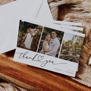Minimalist Wedding Thank You Card, Multiple Photos, Instant Download ...