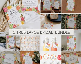 Citrus Bridal Shower Invitation Bundle, Main Squeeze Bridal Shower Invitation Suite, Citrus Floral Shower Invite, Printable Invite, BD204