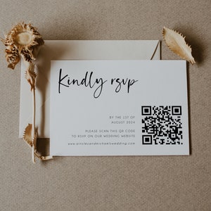 Moderne Antwortkarte mit QR-Code, Online Antwortkarte, Minimalistische Antwortkarte, Website Link QR Code, druckbare Antwortkarte, Digital, #6