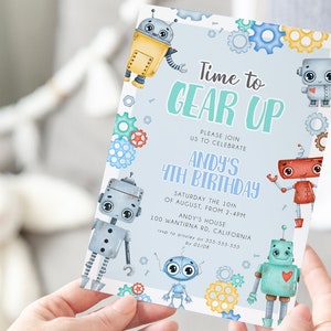 Robot Birthday Invitation Template, Robots Themed Birthday Party, Robot ...