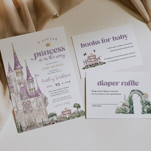 Princess Baby Shower Invitation Suite, Little Princess Baby Shower Invitation Set, Princess Invite, Girl Baby Shower, Printable Invite BD163