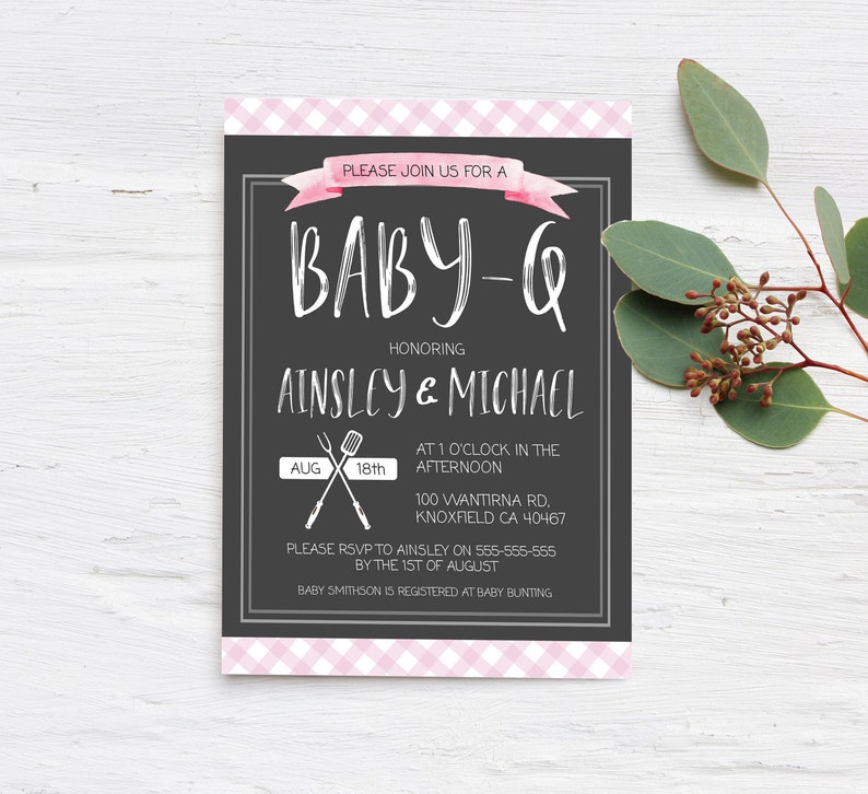Baby BBQ Editable Invitation Template BABY-Q Baby Shower - Etsy
