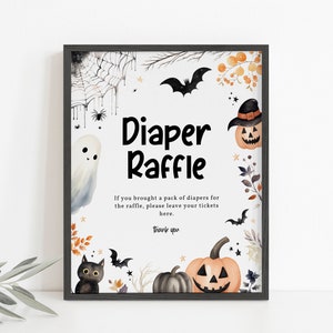 Halloween Diaper Raffle Sign Template, Halloween Baby Shower Sign, Spooky Baby Shower Signage, Boo Baby Shower Decor, Printable Sign, BD193