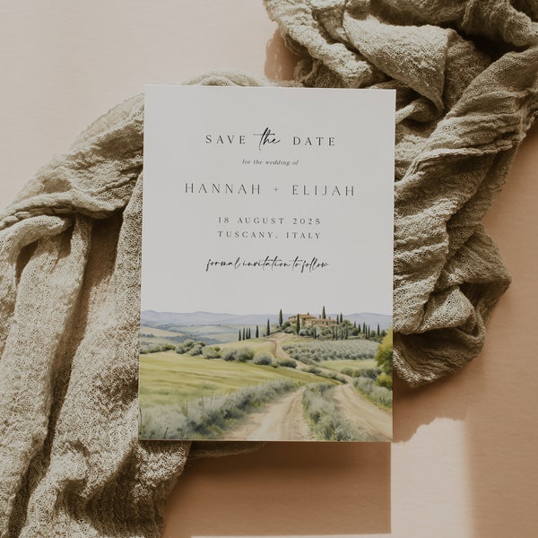 Tuscany Save The Date Editable Template, Italian Themed Save The Date Template, Florence Save the Date, Printable Save Our Date, BD200