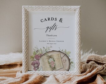 Storybook Cards & Gifts Sign Template, Chapter Book Themed Bridal Shower Signage, Book Themed Bridal Shower Decor, Printable Sign, BD155