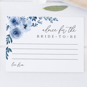 Dusty Blue Advice Sign Template, Blue Floral Bridal Shower Signs, Editable Sign, Rustic Bridal Shower, Printable Sign Instant Download- BD93 image 3