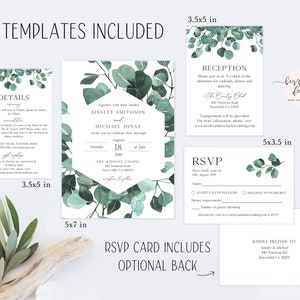 Greenery Wedding Invitation Suite, Printable Wedding Invitation, Rustic ...