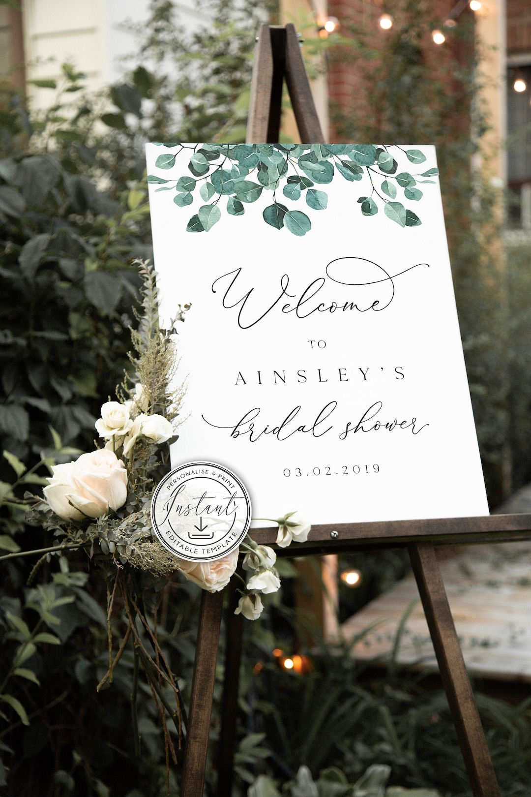 Greenery Welcome Sign Editable Template, Eucalyptus, Rustic Sign ...
