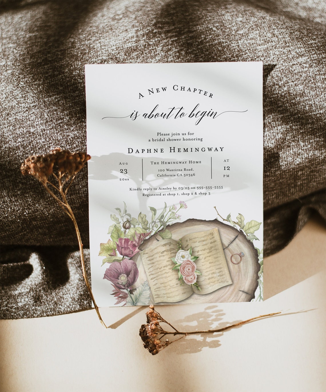 Storybook Bridal Shower Invitation Template A New Chapter image 1