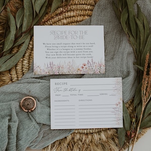 Recette de thé rose pour la future mariée, cartes de recettes de recette de mariée rose poudré, goûter pour la douche nuptiale, imprimable, BD205