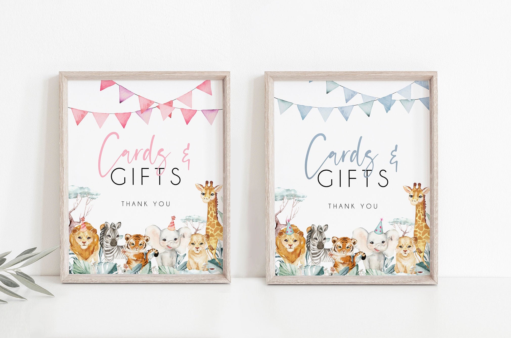 Safari Animal Cards & Gifts Sign Template Jungle Animals Baby Etsy