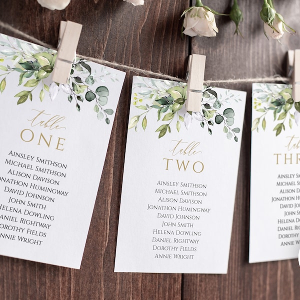 Wedding Seating Chart Template, Rustic, Greenery, Editable Seating Cards, Gold, Wedding Seating Plan, Instant Download, Bohemian, BD44