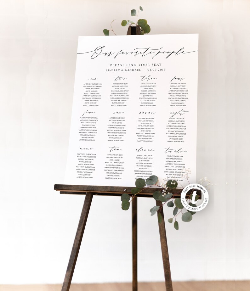 Wedding Seating Chart Poster Template Editable Our Favorite Etsy Canada