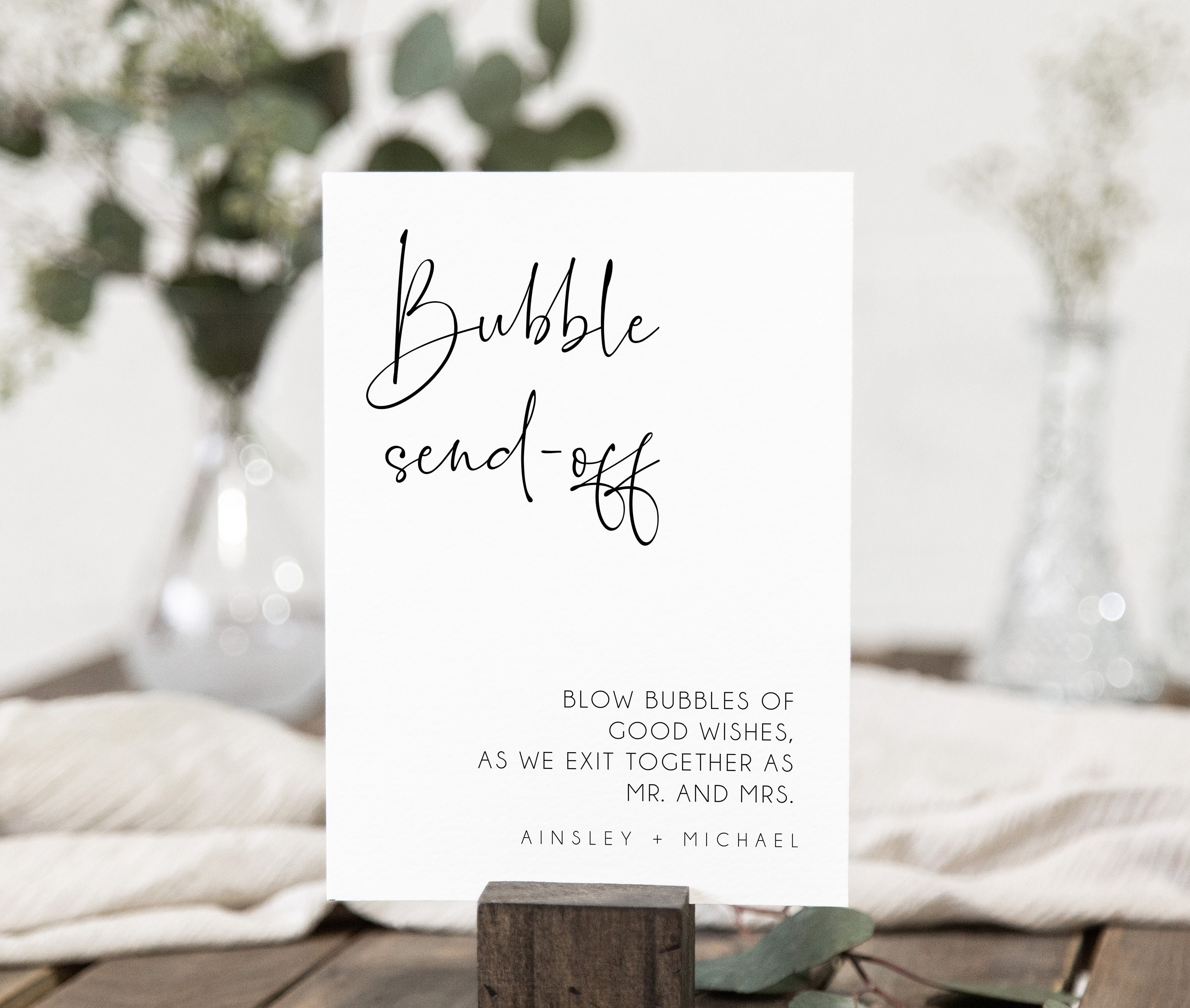 Minimalist Bubble Send off Editable Sign Template, Modern Wedding ...