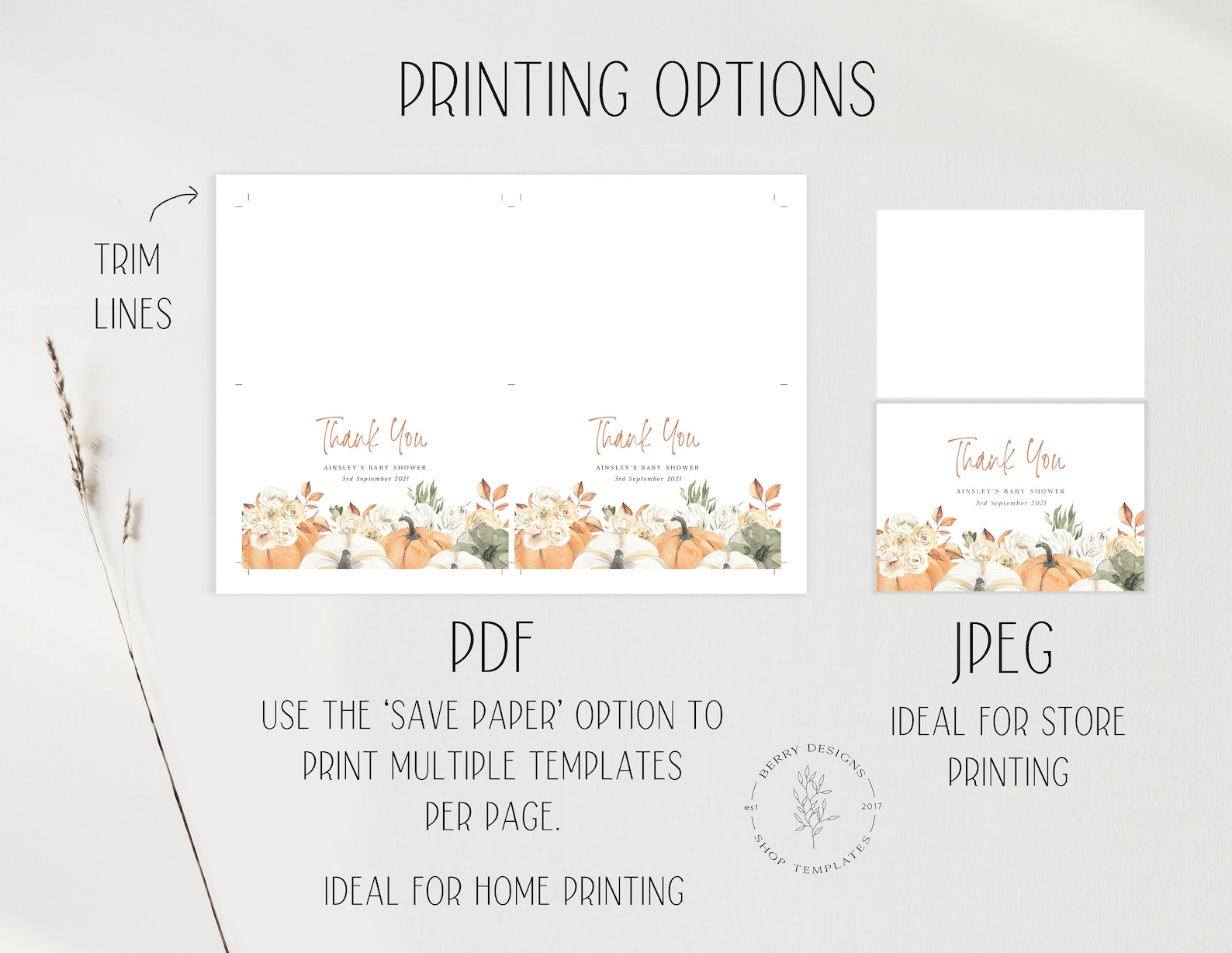 Pumpkin Thank You Card Fall in Love Bridal Shower Thank You - Etsy