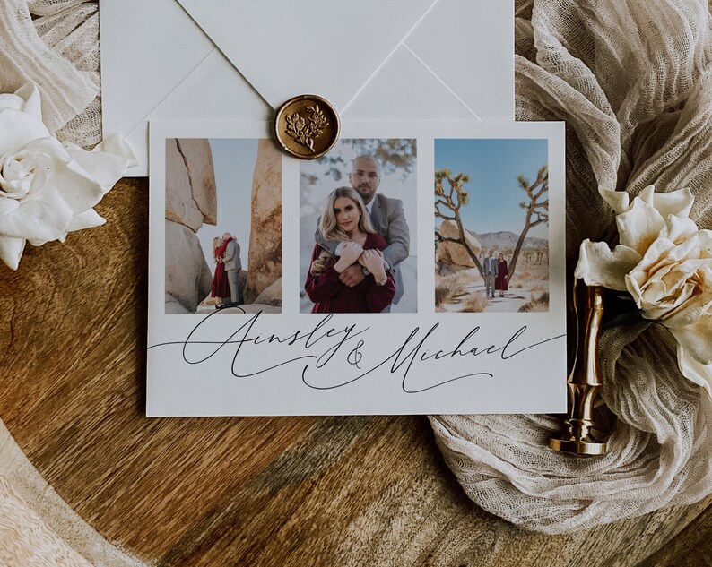 Modern Minimal Photo Wedding Invitation Card Editable Template ...