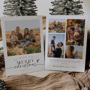 Moderne kerstkaart met meerdere foto's, minimalistische kerstkaart met foto, bewerkbare kerstfotokaart, afdrukbare kerstsjabloon, #2
