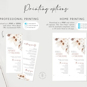 Boho Floral Wedding Program Editable Template, Bohemian Wedding Program ...