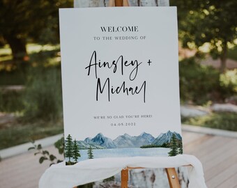 Mountain Welcome Wedding Sign Template, Lake Wedding Welcome Sign, Instant Download, Printable Sign Large Welcome, Forest Wedding, BD124